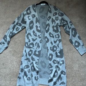 giraffe print long cardigan